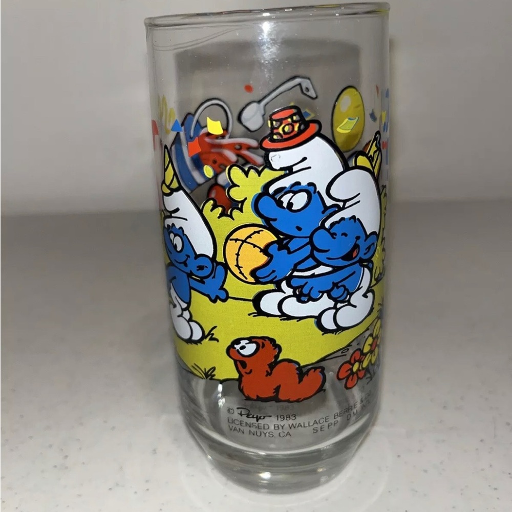 Smurf Hardee’s party, drinking glass, clumsy vintage, 1983 retro - Picture 3 of 5